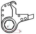 超薄中空式液压扭矩扳手工作头数据表示意图